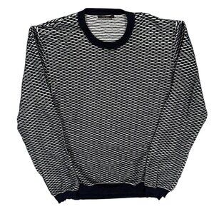$275 IKKS Men Sweater Textured Knit Fabric Cotton Viscose Black/White XL
